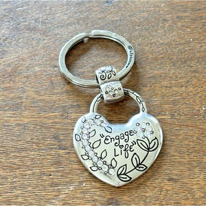 Brighton Key Chain Embrace Life Heart Rhinestones